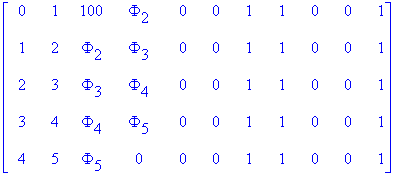 matrix([[0, 1, 100, Phi[2], 0, 0, 1, 1, 0, 0, 1], [...